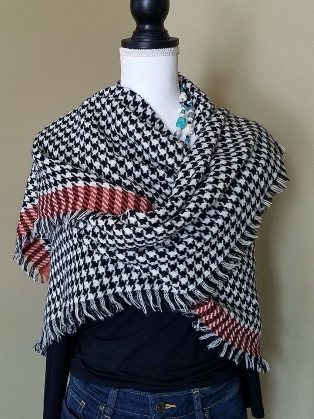 Big Square Houndstooth Scarf Wrap
